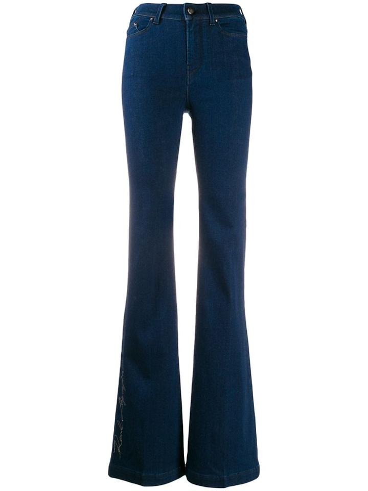 Karl Lagerfeld Wide Leg Signature Denim - Blue