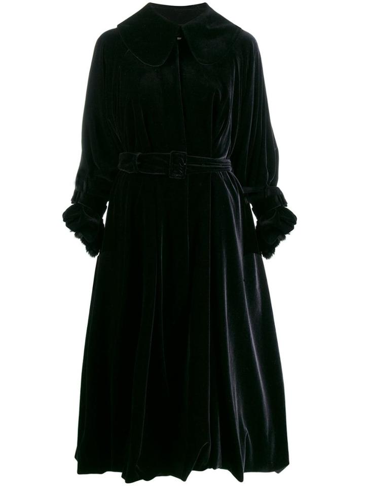 Simone Rocha Velvet Belted Coat - Black
