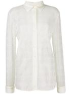Jil Sander Topstitching Floral Sheer Shirt - White