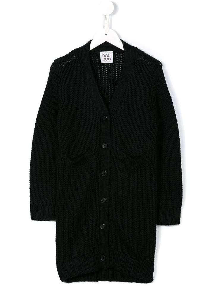 Douuod Kids V-neck Cardigan, Girl's, Size: 12 Yrs, Black