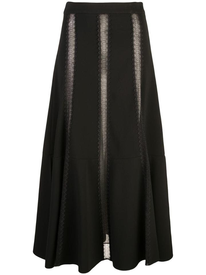 Derek Lam Flared Lace Inset Skirt - Black