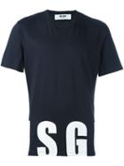 Msgm Logo Print T-shirt, Men's, Size: Xs, Blue, Cotton