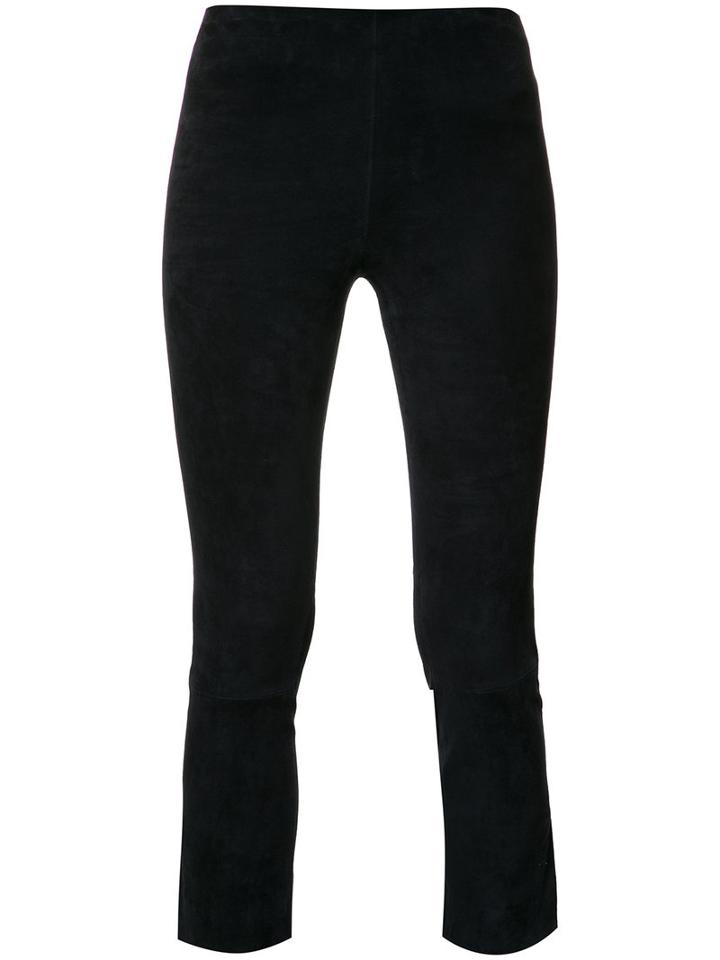 Vince Cropped Leggings, Women's, Size: Small, Blue, Lamb Skin