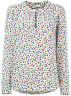 Saint Laurent Star Print Blouse, Women's, Size: 40, White, Silk