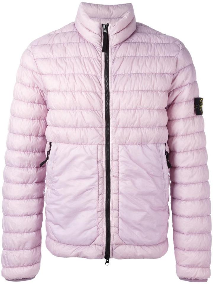 Stone Island Padded Zip Jacket, Men's, Size: Xl, Pink/purple, Polyamide/polyurethane Resin/feather Down
