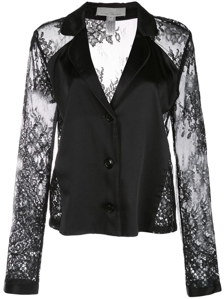 Fleur Du Mal Cillis Lace-panel Silk Top - Black