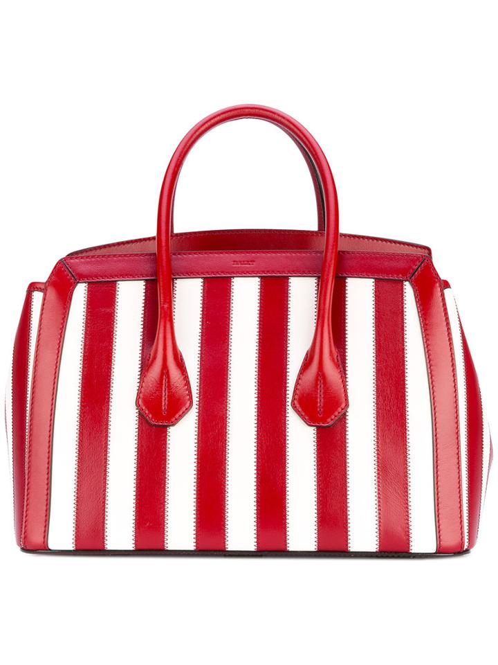 Bally - Striped Tote - Women - Leather - One Size, Red, Leather