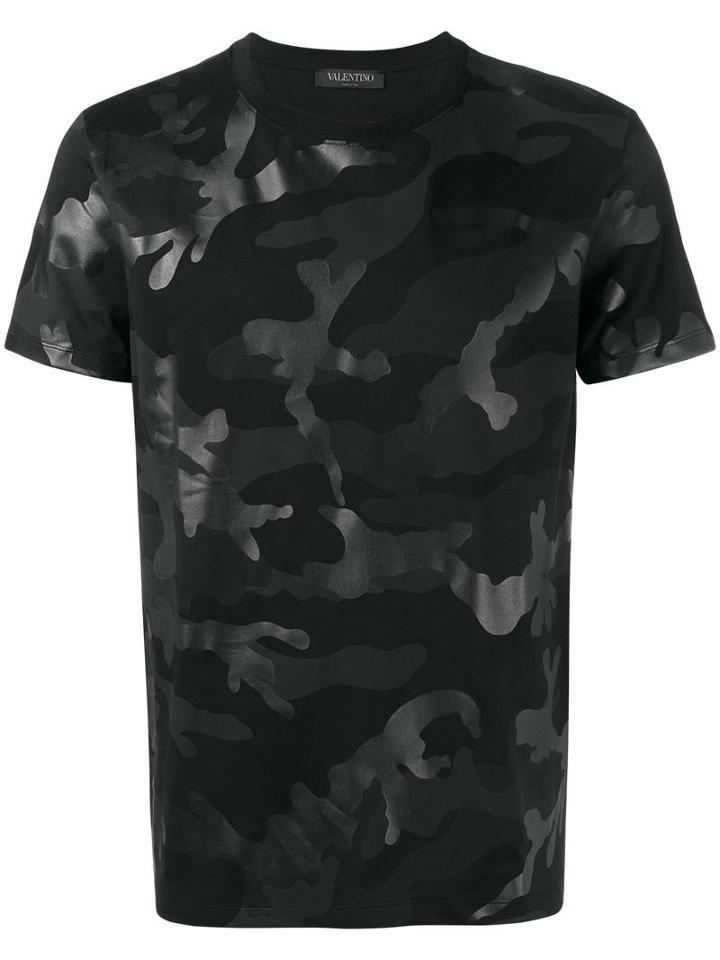 Valentino Camouflage Print T-shirt, Men's, Size: Xl, Black, Cotton