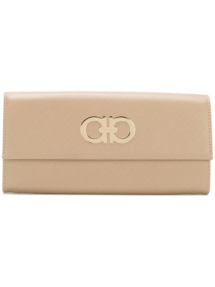 Salvatore Ferragamo Double Gancio Long Wallet - Nude & Neutrals