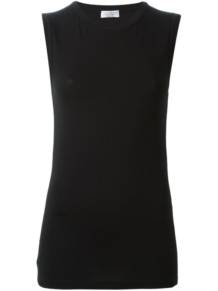 Brunello Cucinelli Classic Tank Top, Women's, Size: Large, Black, Cotton/spandex/elastane