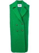 Msgm Contrast Double Breasted Coat - Green
