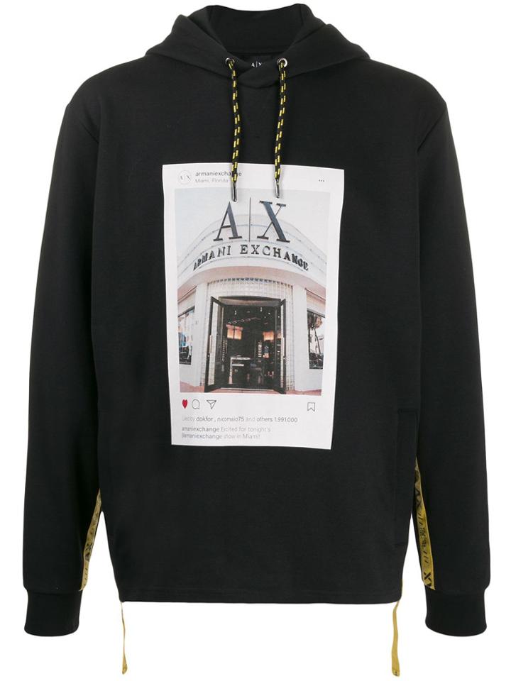 Armani Exchange Store Front Print Hoodie - Black