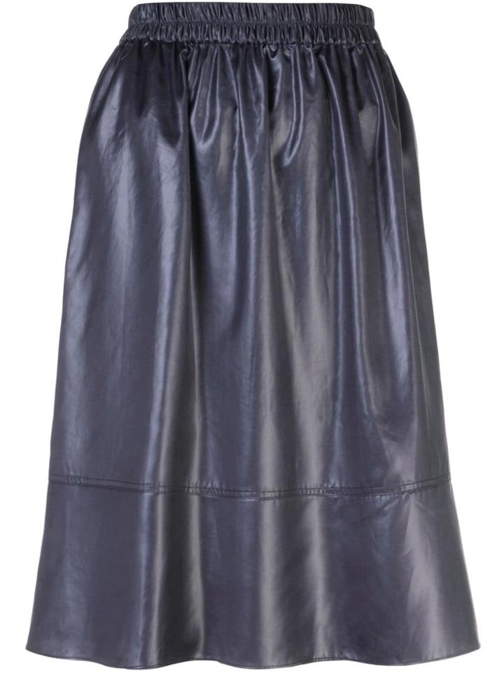 Tibi Liquid Draped Midi Skirt - Black