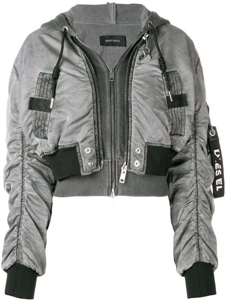 Diesel Cropped Bomber Jacket - Grey