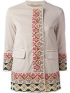 Bazar Deluxe Embroidered Coat, Women's, Size: 38, Nude/neutrals, Cotton/spandex/elastane