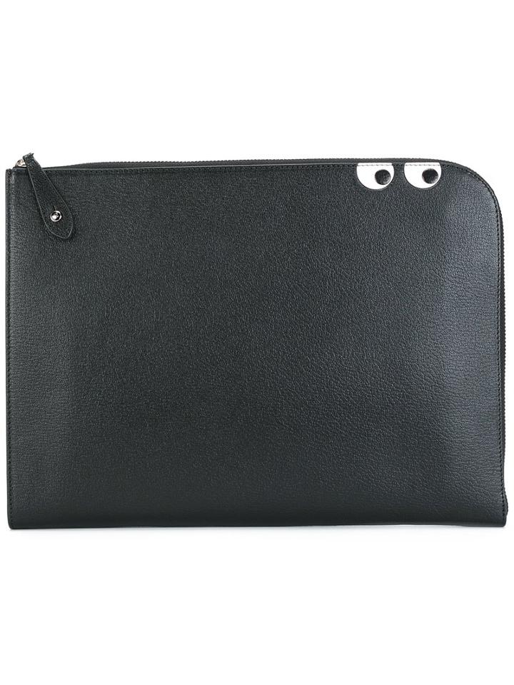 Anya Hindmarch 'eyes' Zipped Clutch, Men's, Black, Goat Skin