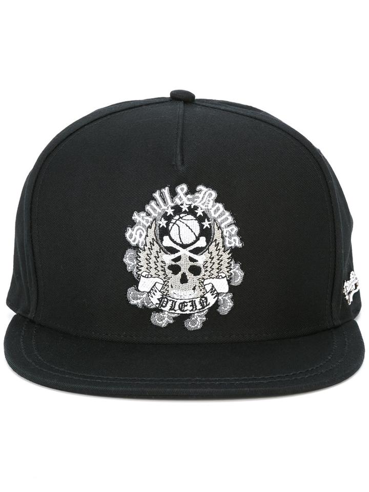 Plein Sport Skull Embroidered Cap, Men's, Black, Cotton