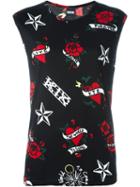 Ktz Printed Tank Top, Women's, Size: L, Black, Rayon