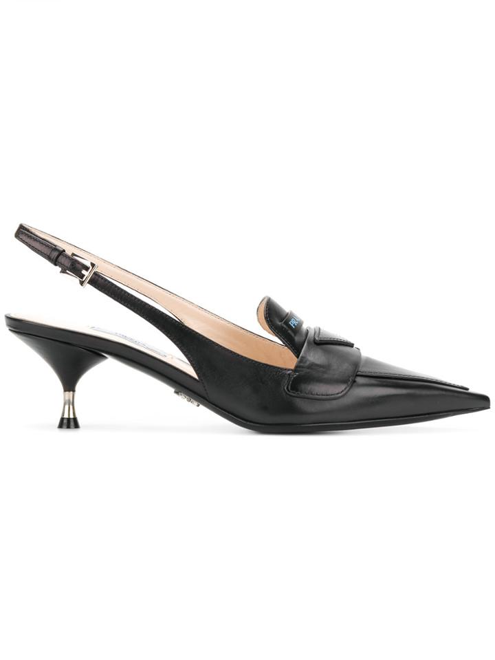 Prada Slingback Loafer Pumps - Black