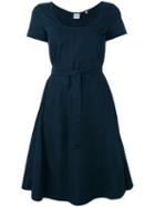 Aspesi - Belted Flared Dress - Women - Cotton - 44, Women's, Blue, Cotton