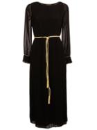 Saint Laurent Pleated Mid-length Dress, Women's, Size: 38, Black, Viscose/silk
