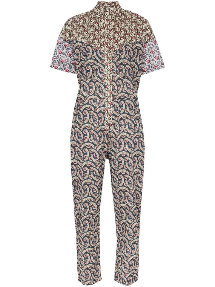 Isabel Marant Étoile Lindsie V Neck Patchwork Cotton Jumpsuit - Pink