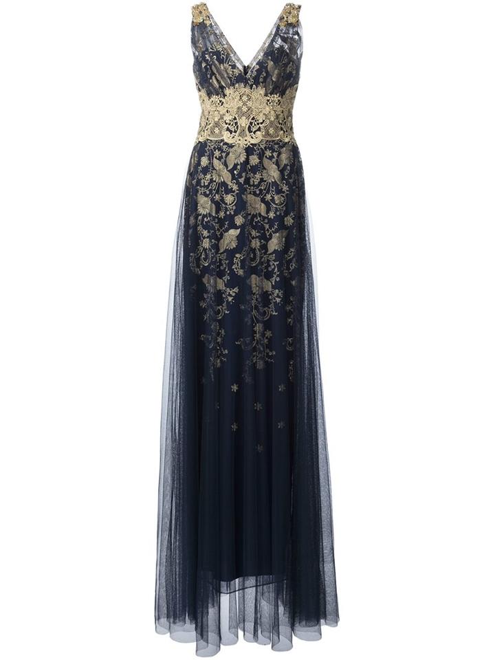 Marchesa Notte Lace Detail Gown, Women's, Size: 6, Black, Nylon