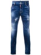 Dsquared2 Paint Splattered Slim Jeans - Blue