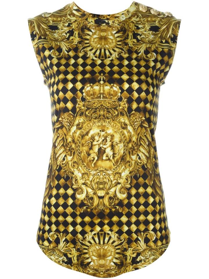 Balmain Cherub Print Tank Top, Women's, Size: 36, Black, Cotton