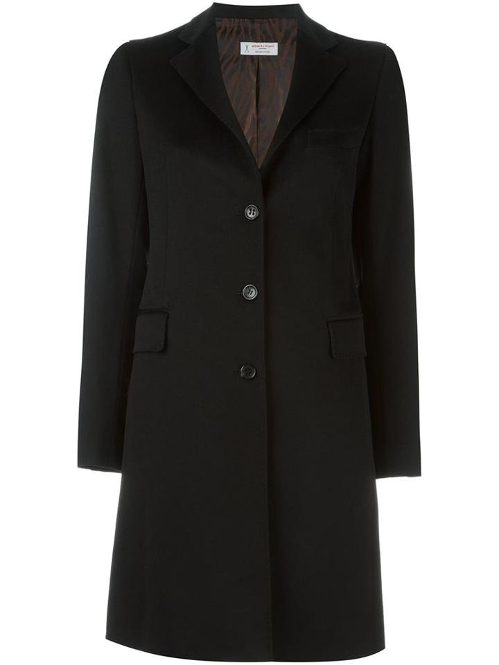 Alberto Biani Single Breasted Coat, Women's, Size: 44, Black, Virgin Wool