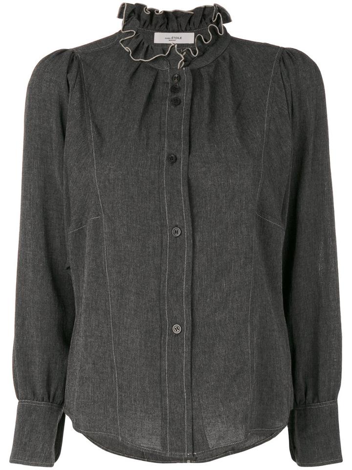 Isabel Marant Étoile - Ruffled Neck Blouse - Women - Viscose/wool - 36, Grey, Viscose/wool