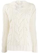 Ermanno Scervino Cable-knit Long Sleeve Jumper - White