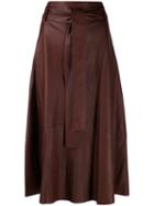 Vince Tie Waist Midi Skirt - Brown