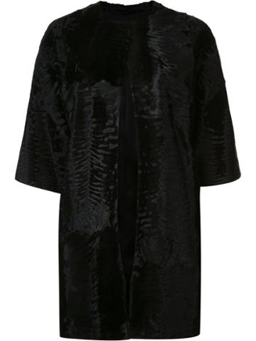 J. Mendel 'caban' Jacket, Women's, Size: 2, Black, Silk/lamb Fur