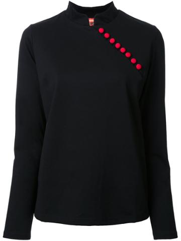 Growing Pains Button Detail Blouse, Women's, Size: Small, Black, Cotton