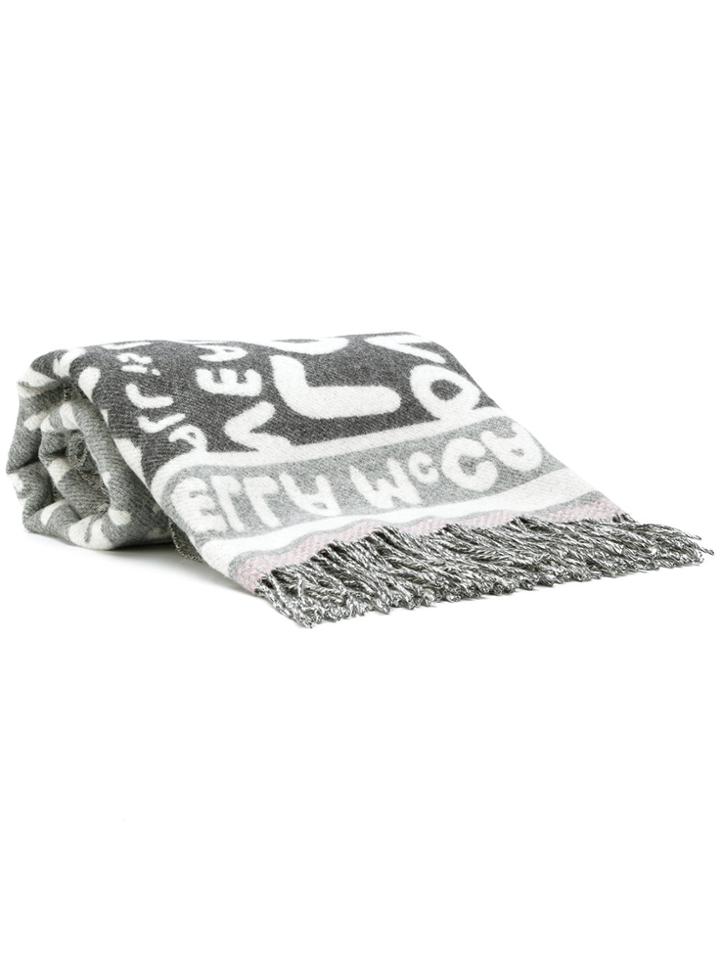 Stella Mccartney Intarsia Logo Scarf - Grey