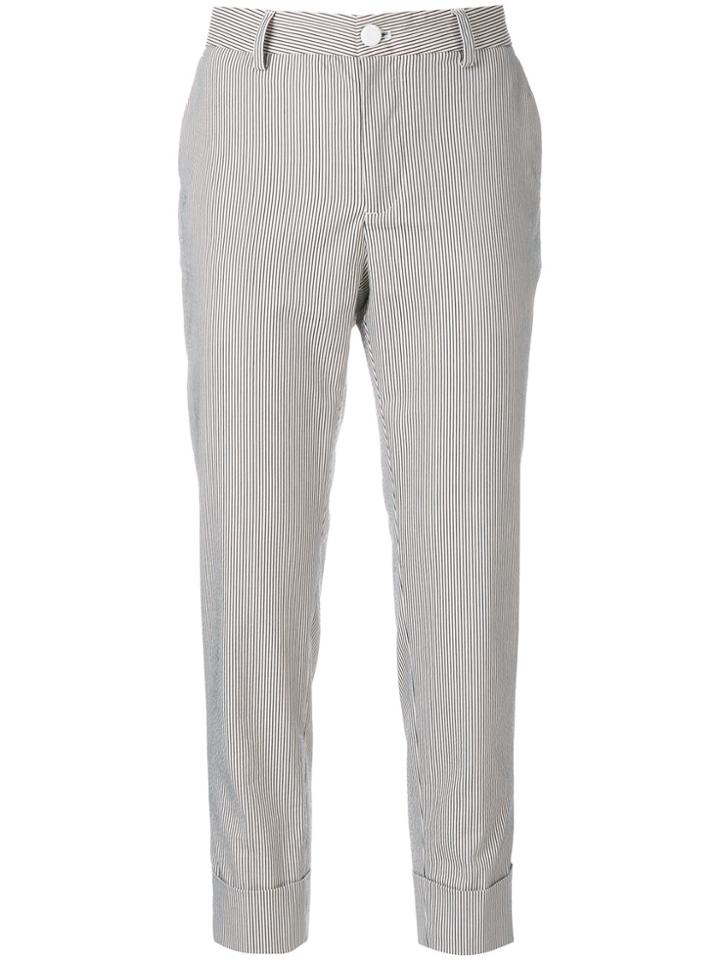 Closed Striped Cropped Trousers - Nude & Neutrals