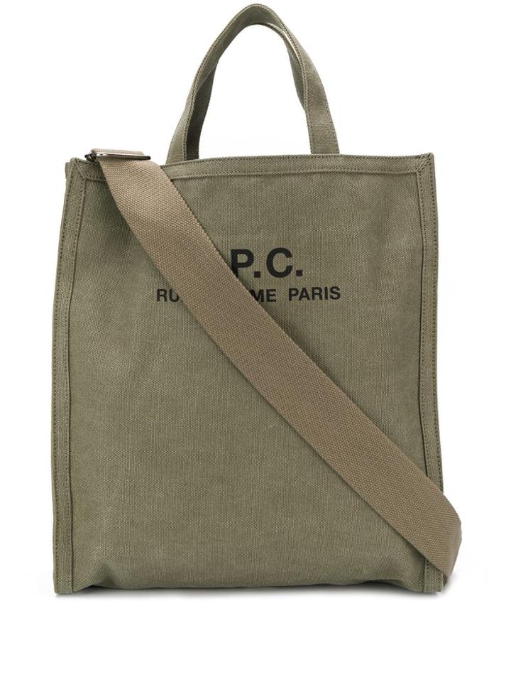 A.p.c. Logo Canvas Tote Bag - Green