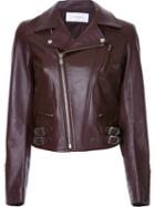 Le Ciel Bleu 'lamb Leather Riders' Jacket, Women's, Size: 38, Red, Sheep Skin/shearling