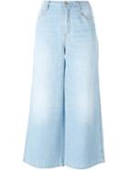 Ermanno Scervino Wide-legged Cropped Jeans, Women's, Size: 40, Blue, Cotton/linen/flax