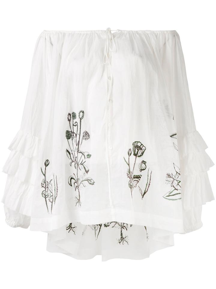 Erika Cavallini - Ruffle Sleeve Top - Women - Cotton - S, White, Cotton