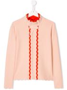 Elisabetta Franchi Kids Wave Detail High Neck Blouse - Pink