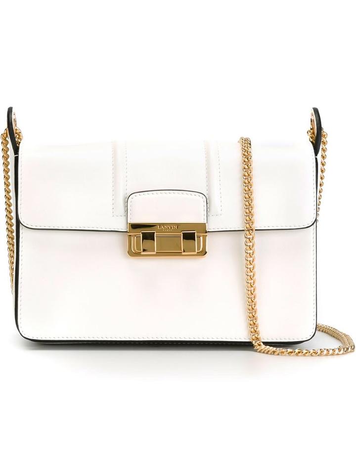 Lanvin 'jiji' Shoulder Bag, Women's, White, Calf Leather/polyester/cotton