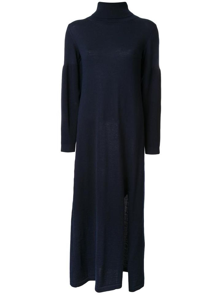 Miharayasuhiro Side Slit Knitted Dress, Women's, Size: 40, Blue, Wool