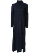 Miharayasuhiro Side Slit Knitted Dress, Women's, Size: 40, Blue, Wool