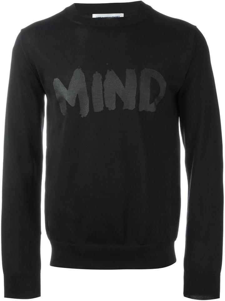 Comme Des Garçons Shirt Mind Print Sweatshirt, Men's, Size: Medium, Black, Polyester