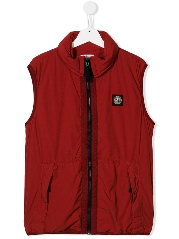 Stone Island Junior Logo Puffer Vest - Red