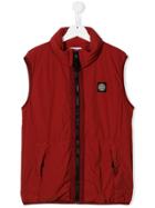 Stone Island Junior Logo Puffer Vest - Red