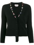 Alexander Mcqueen Crystal Embellished Wool Cardigan - Black