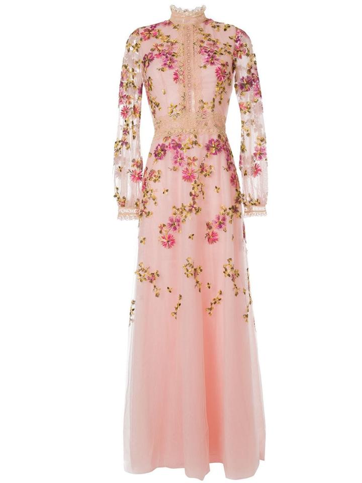 Costarellos Flower-embroidered Gown - Pink